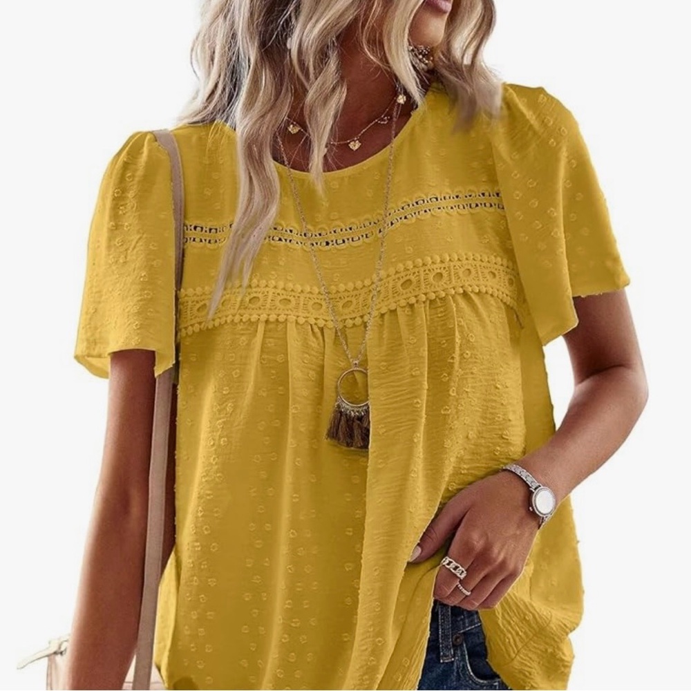 Boho Crochet Lace Swiss Dot Blouse | Lightweight Peasant Top